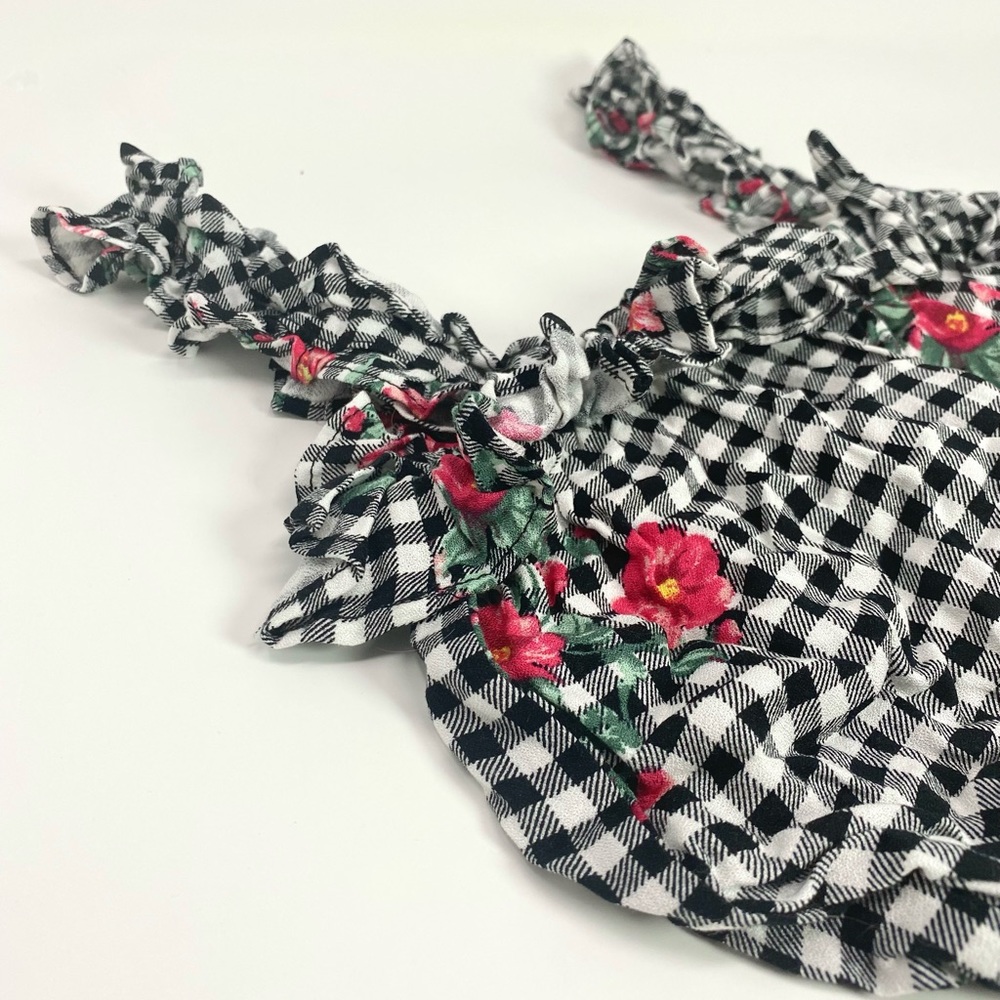 Forever 21 crop top short set size small skort floral flower checkered pattern